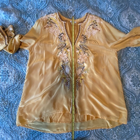 Sundance Yellow Embroidered Bell Sleeve Top, Size Large - Picture 4 of 12